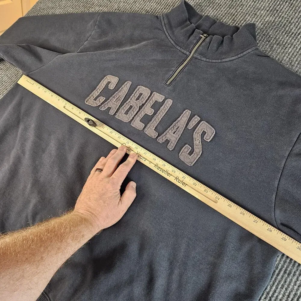 Cabelas Sweatshirt Mens 3XL Gray Quarter Zip Mock Fleece Pullover Embroidered - Picture 7 of 12